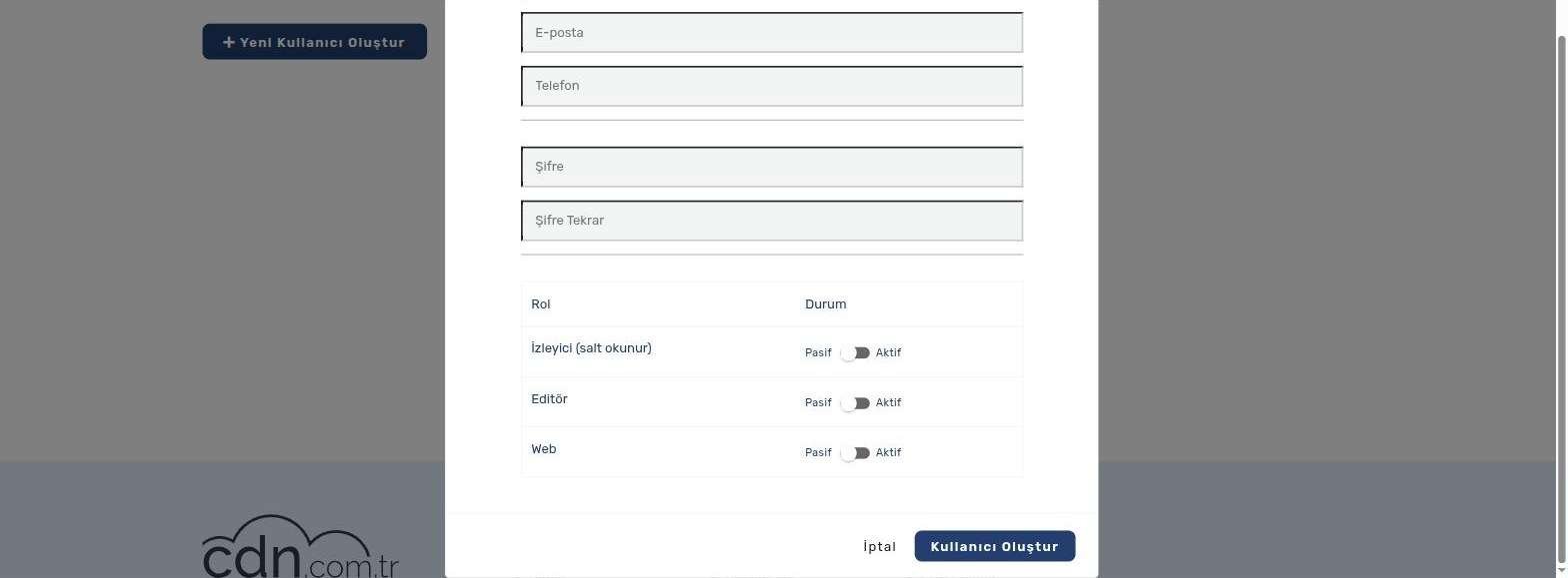 Create New User with the role list