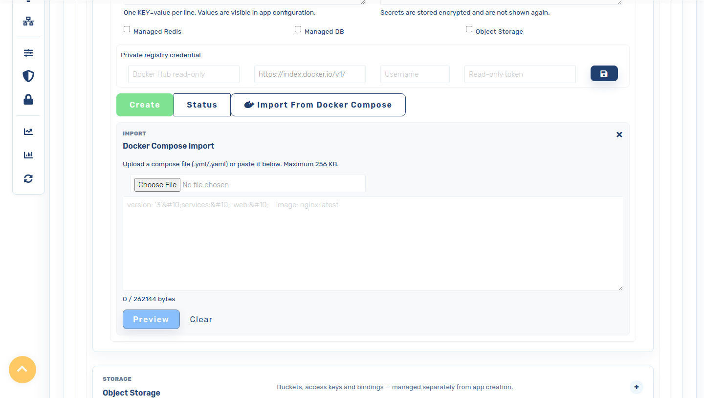 Docker Compose import dialog