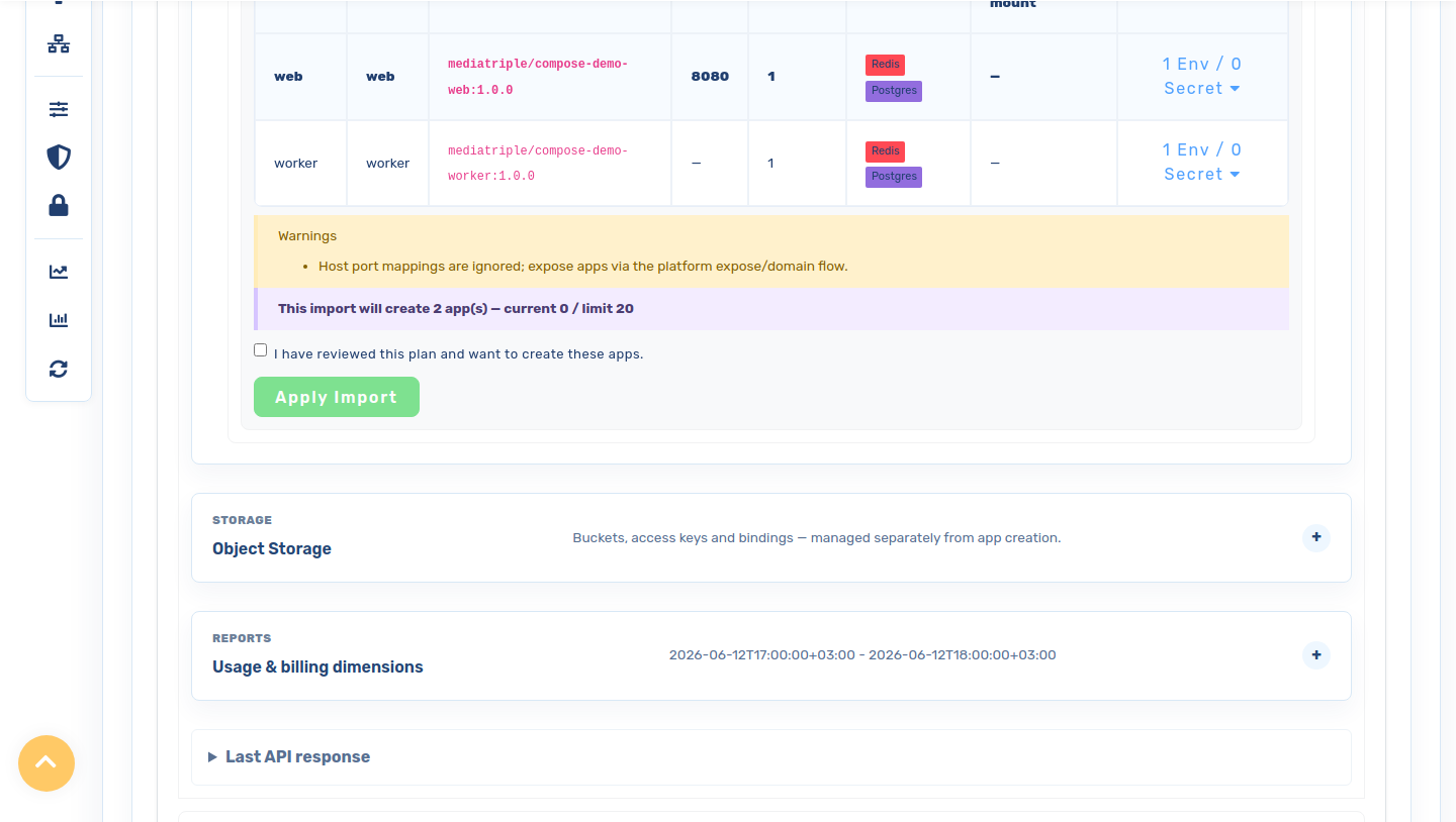 Compose import preview plan
