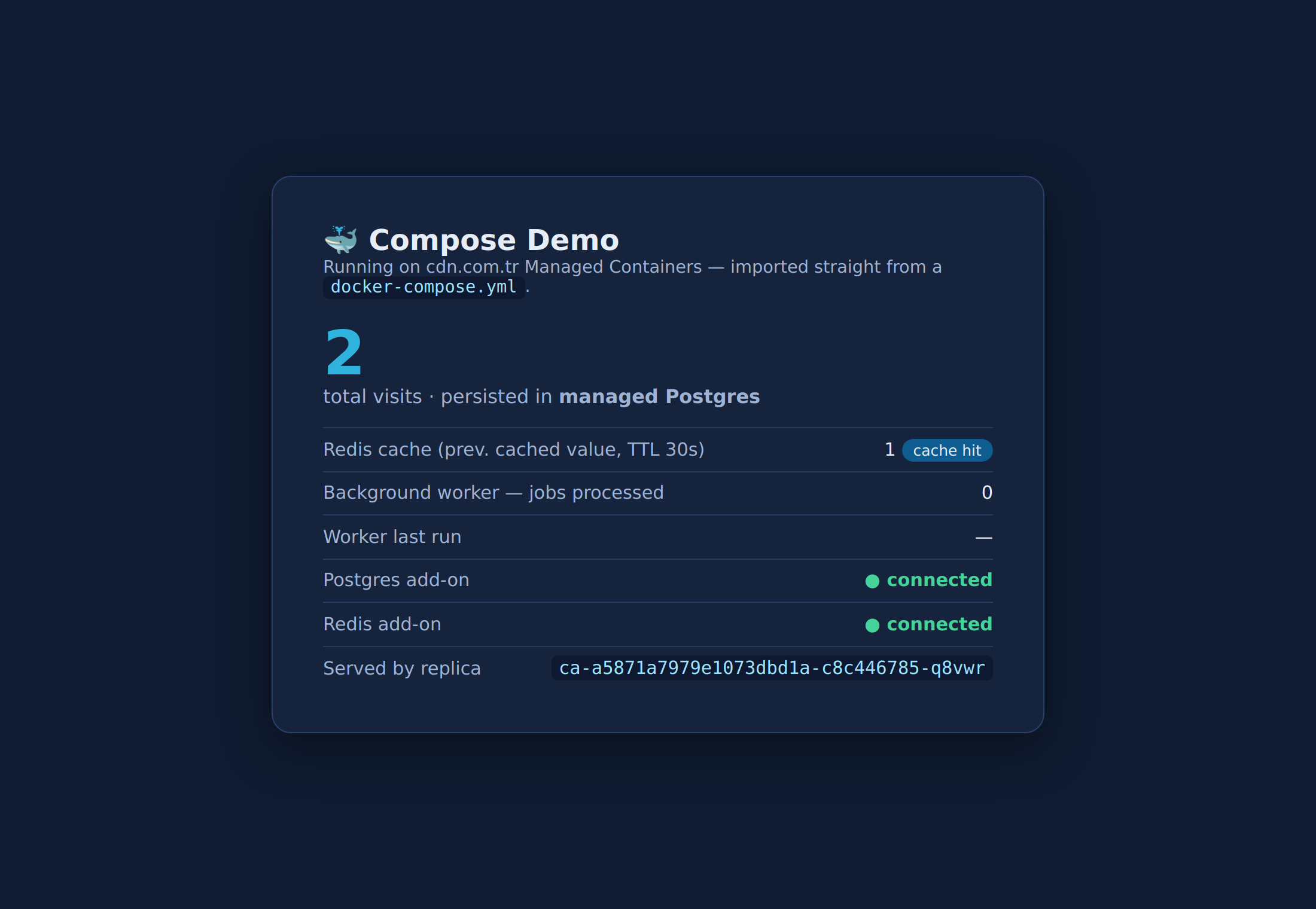 The deployed demo app running on a cdn.com.tr subdomain